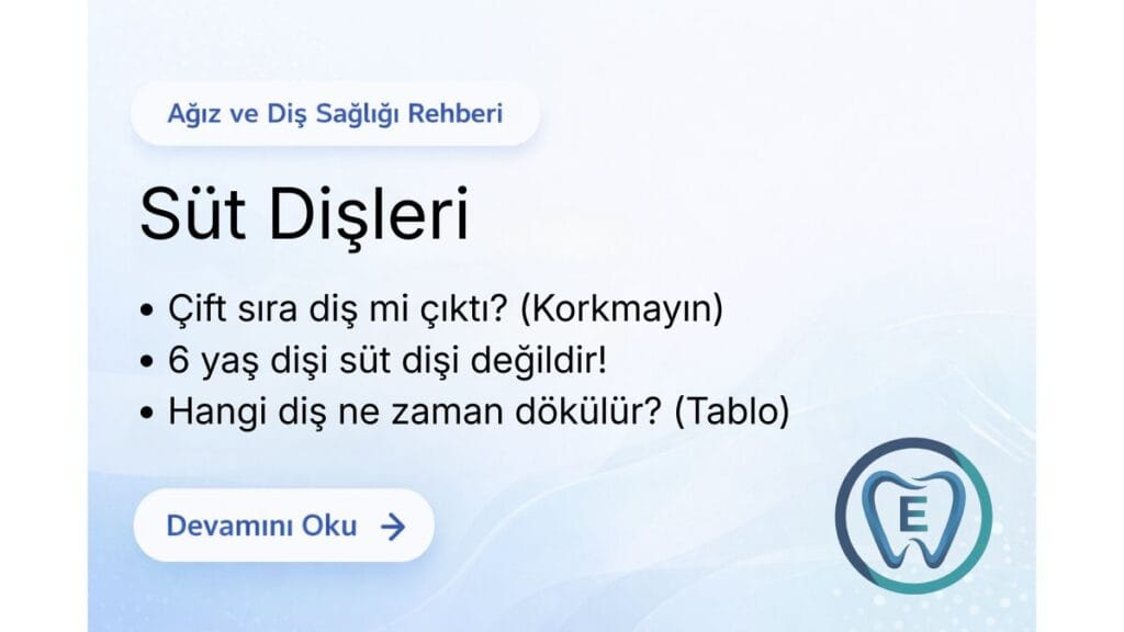 Sakarya Elbirlik Diş Kliniği çocuk diş hekimliği rehberi: Süt dişleri ne zaman dökülür tablosu, çift sıra diş çıkması ve 6 yaş dişi hakkında bilgiler.