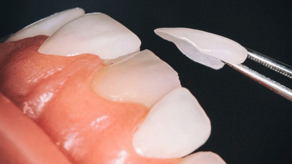 Sakarya estetik diş kliniğinde, diş yüzeyinde minimum aşındırma yapılarak uygulanan, ışık geçirgenliği yüksek ve çok ince yapılı yaprak porselen (laminate veneer) veneer.